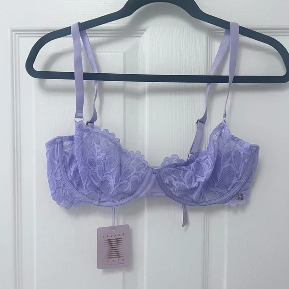 Savage Not Sorry Unlined Lace Balconette Bra in Lavender - Picture 3 of 7